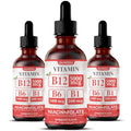 Small bottle of Vitamin B12 liquid drops on white background