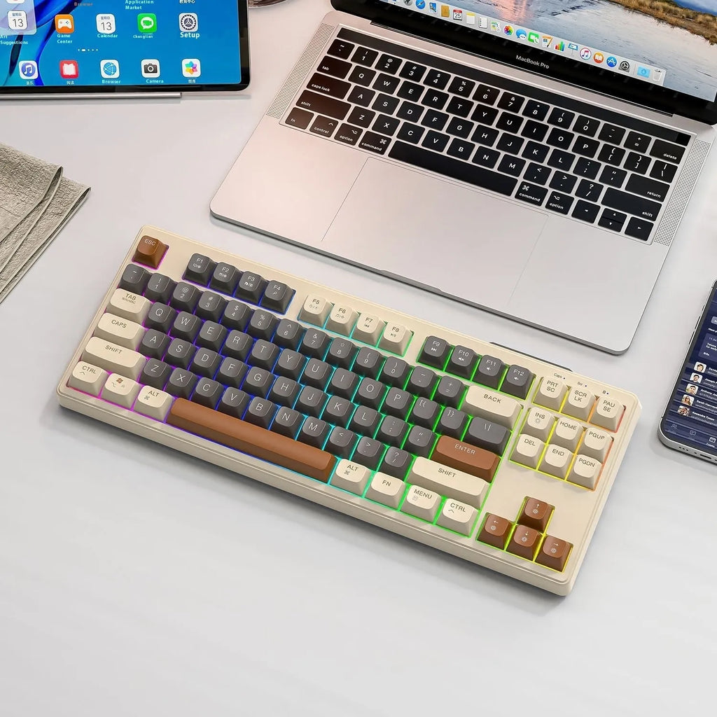 Free Wolf M87 wireless Bluetooth dual-mode mechanical feeling keyboard in selected colour with USB receiver and charging cable