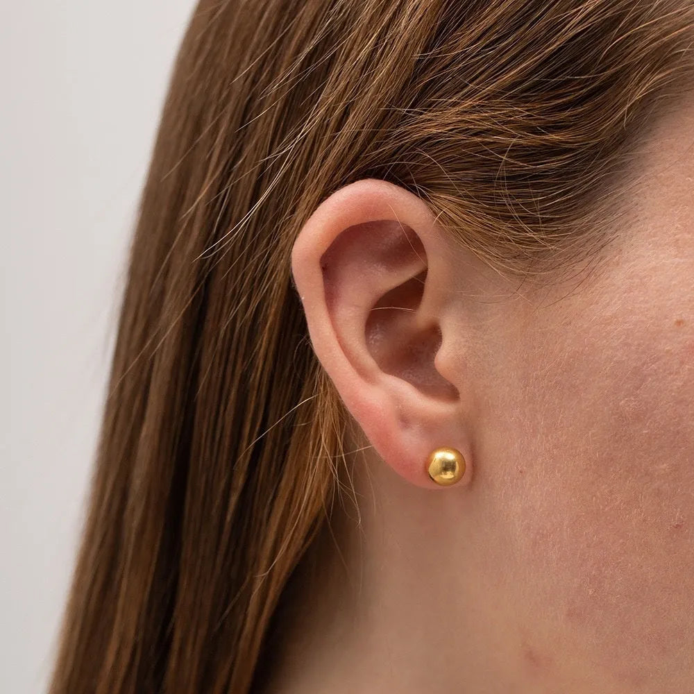 Stainless steel ball stud earrings with gold or silver electroplated finish in 3mm to 6mm sizes