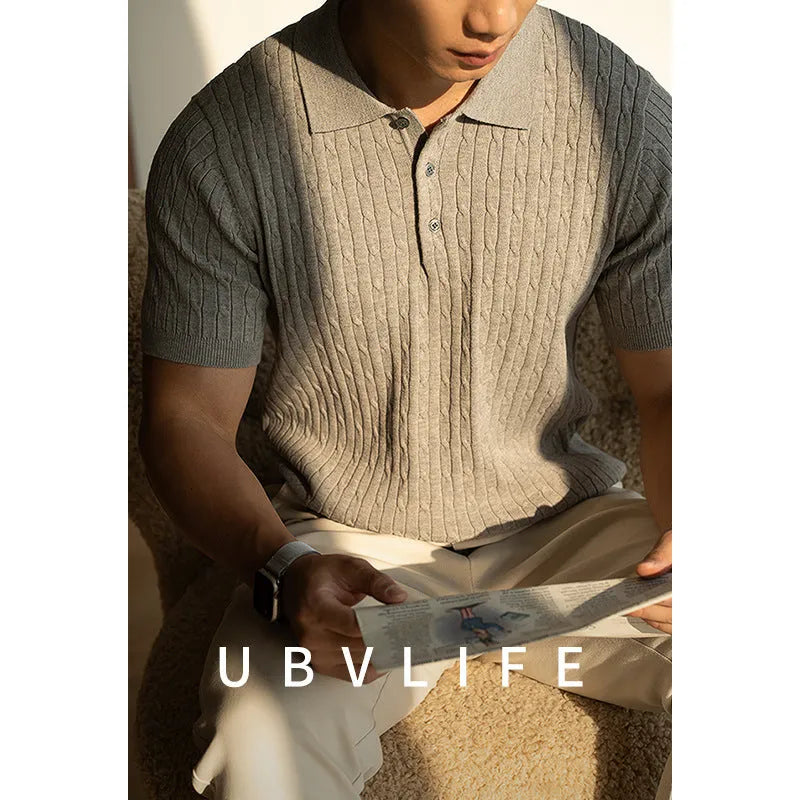Men's short sleeve business commute top in khaki, black or white colour options