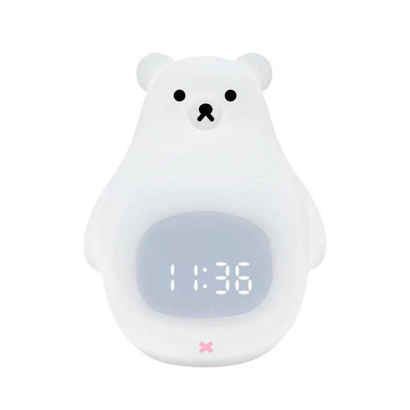 Big white bear silicone night light with remote control showing seven colour options