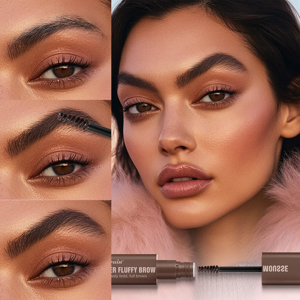 Eyebrow cream tube showing brown colour variant for three-dimensional shaping