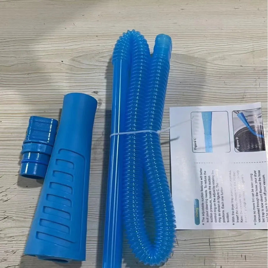 Blue plastic suction pipe vacuum cleaner head with round cleaning attachment, 114cm length