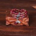 Natural watermelon crystal bracelet with Chinese knot design in 6mm and 8mm size options