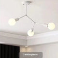 Iron chandelier ceiling lamp with Nordic design in black or white, showing 3-head, 4-head, and 6-head options.