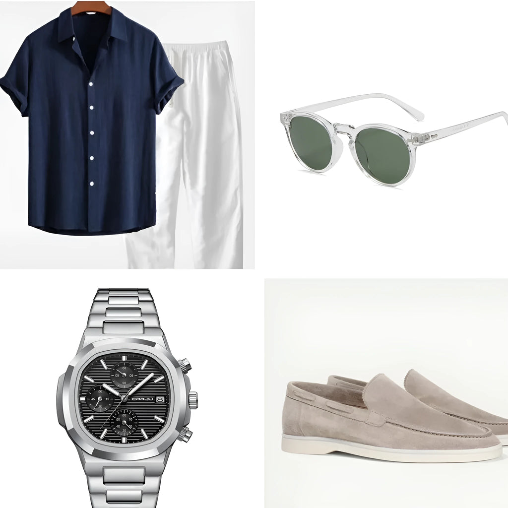 Casual cotton linen blend short sleeve shirt and shorts suit in multiple colours for summer beach wear