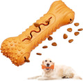 Blue bone-shaped natural rubber dog chew toy for aggressive chewers with textured surface.