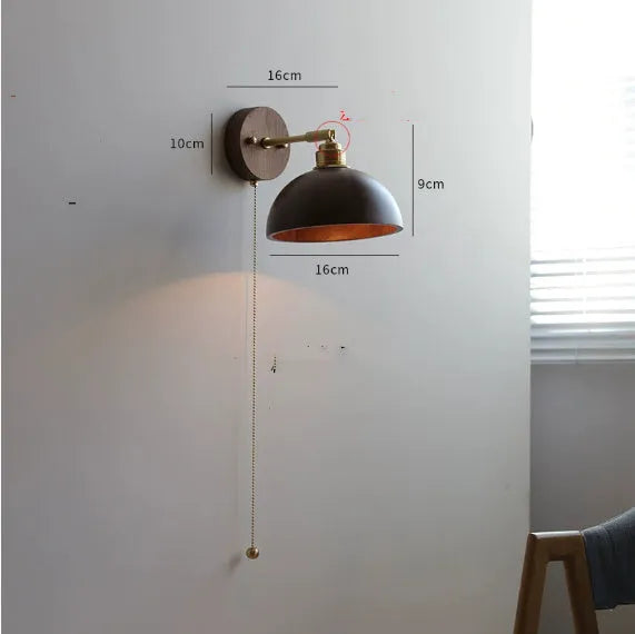 Nordic style walnut wood bedside wall lamp with wall mount and 220V UK voltage