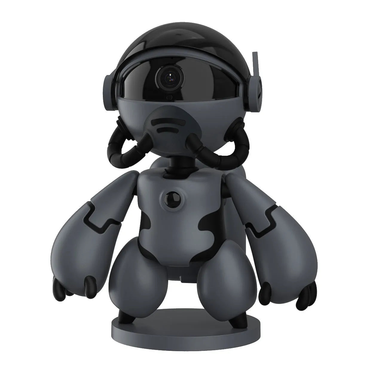 Black or white smart security camera with detachable base for household monitoring.