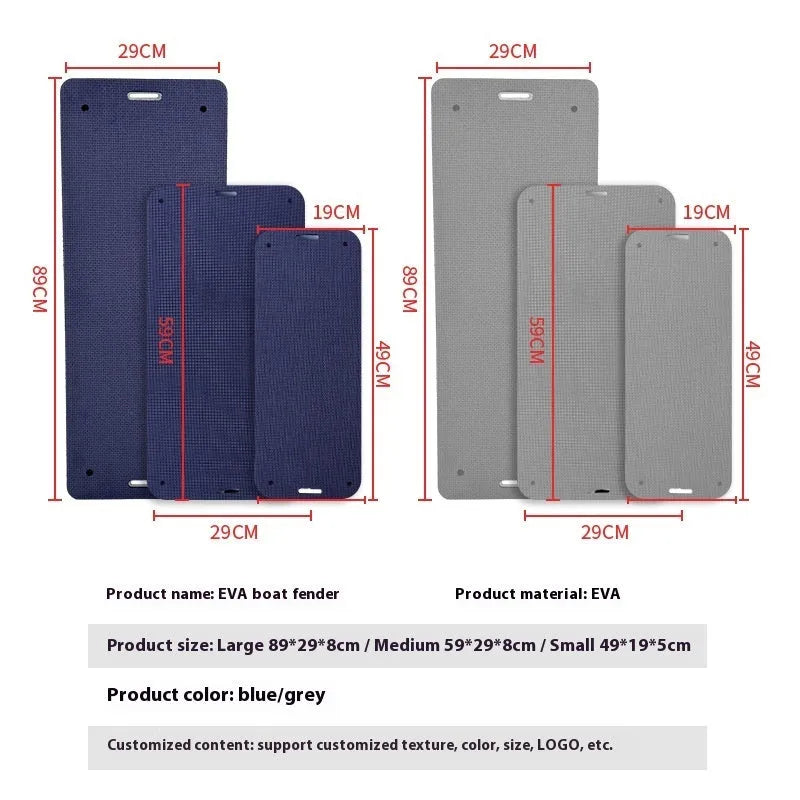 Blue EVA marine boat fender with rope hole for dock protection