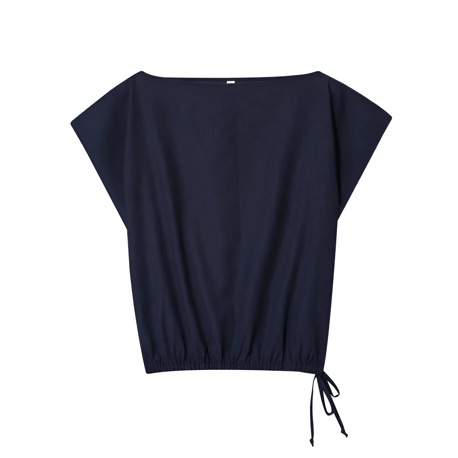 Women's linen blended shirt and wide leg trousers set with flounced sleeves in office-appropriate styling