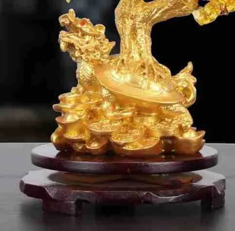 Resin Feng Shui ornament with citrine money tree and small turtle, 23cm high.