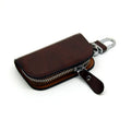 Genuine leather car key case with frosted finish in black and brown colours.