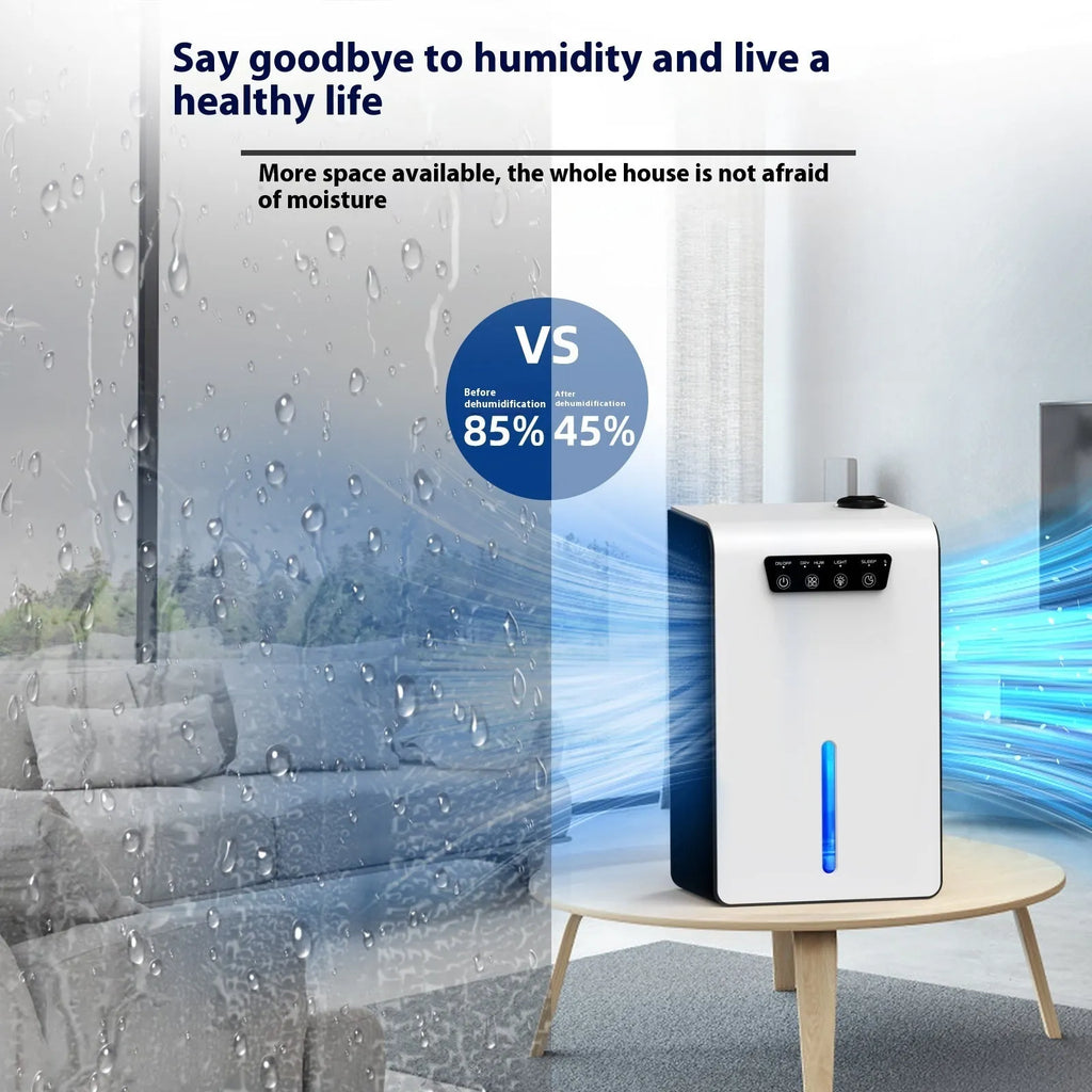 Milky white household dehumidifier for bedroom use in 10-20 square metre rooms