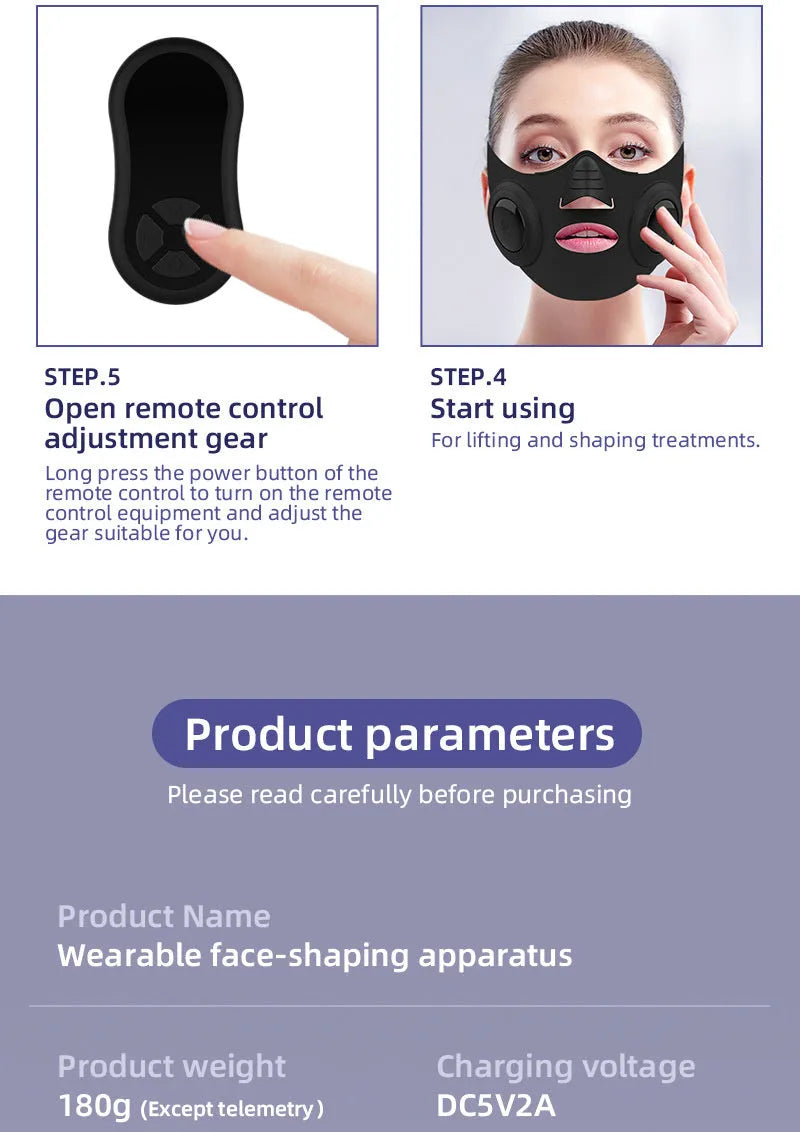 Black photon facial beauty mask device with LED light therapy and USB connection for home skincare treatments