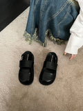 Retro one-strap sandals with buckle closure and breathable closed-toe design in microfiber
