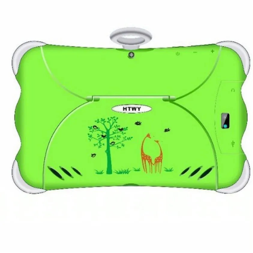 Children's 7-inch learning tablet in cartoon colours with protective stand and charger