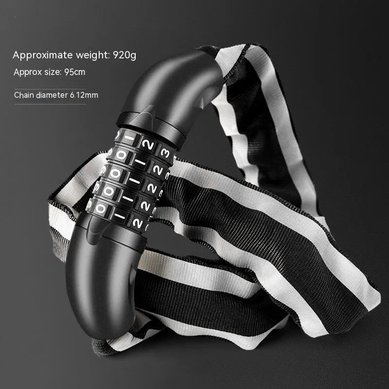 95cm zinc alloy mountain bike chain lock with anti hydraulic shear mechanism in black or yellow