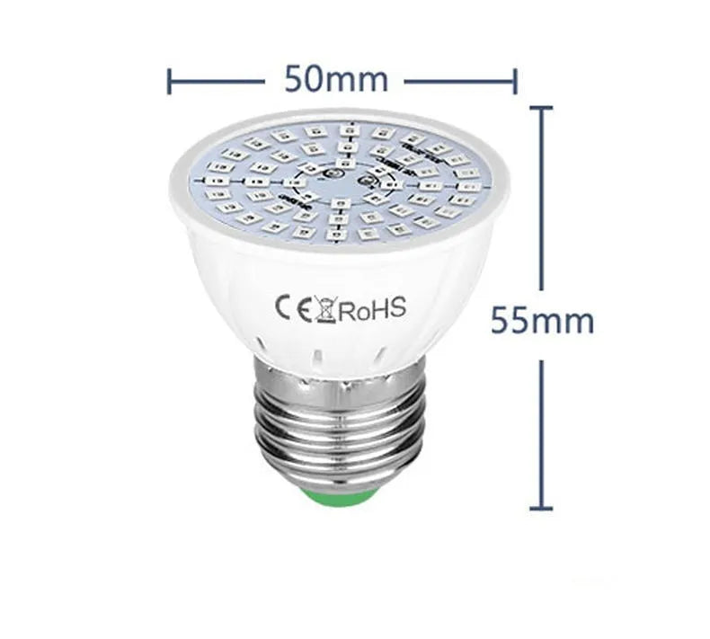 White LED grow light with 80 beads for indoor plant illumination covering 30-80cm² areas