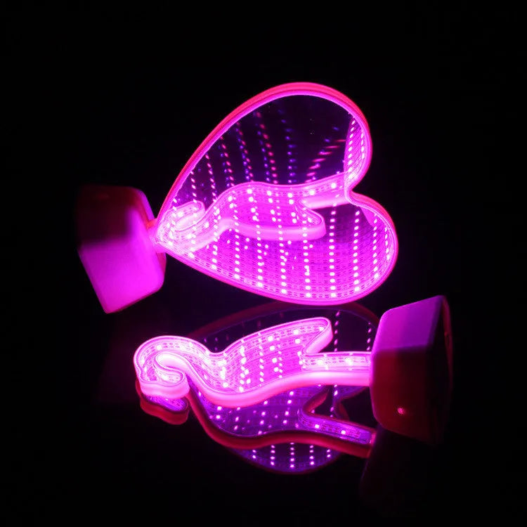 Double-sided LED love tunnel light with rose red illumination measuring 16x7x19cm
