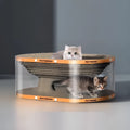 White transparent diamond-pattern cat scratch board and tunnel nest, 58cm long