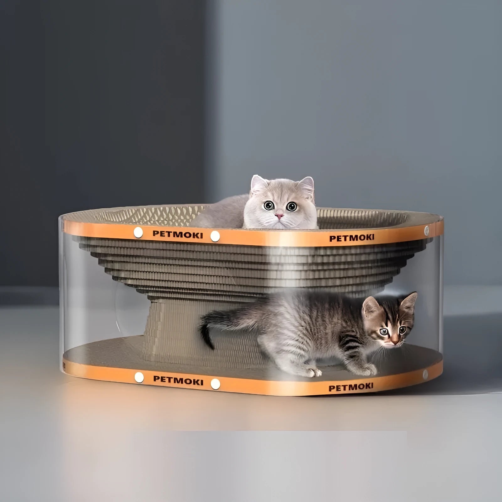 White transparent diamond-pattern cat scratch board and tunnel nest, 58cm long