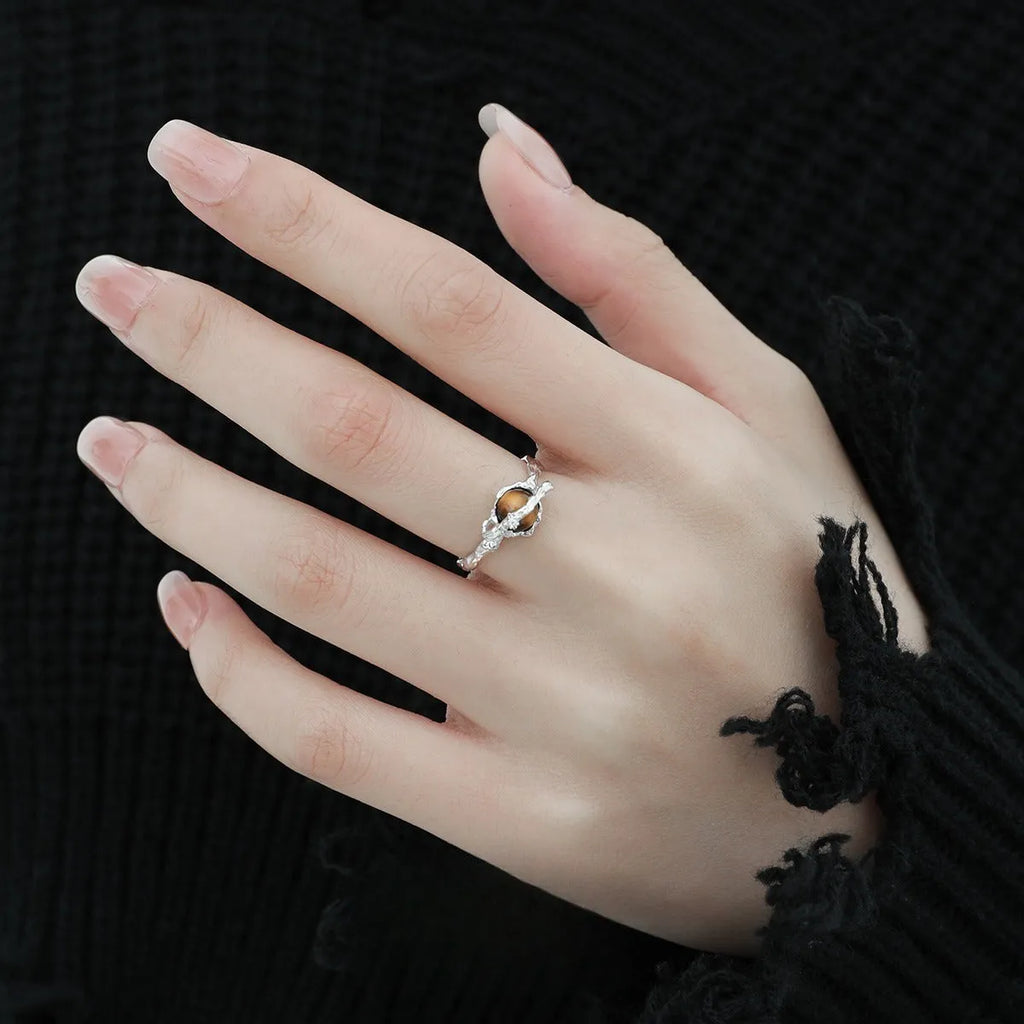 Women's adjustable Saturn open ring silver white gold colour electroplated jewellery