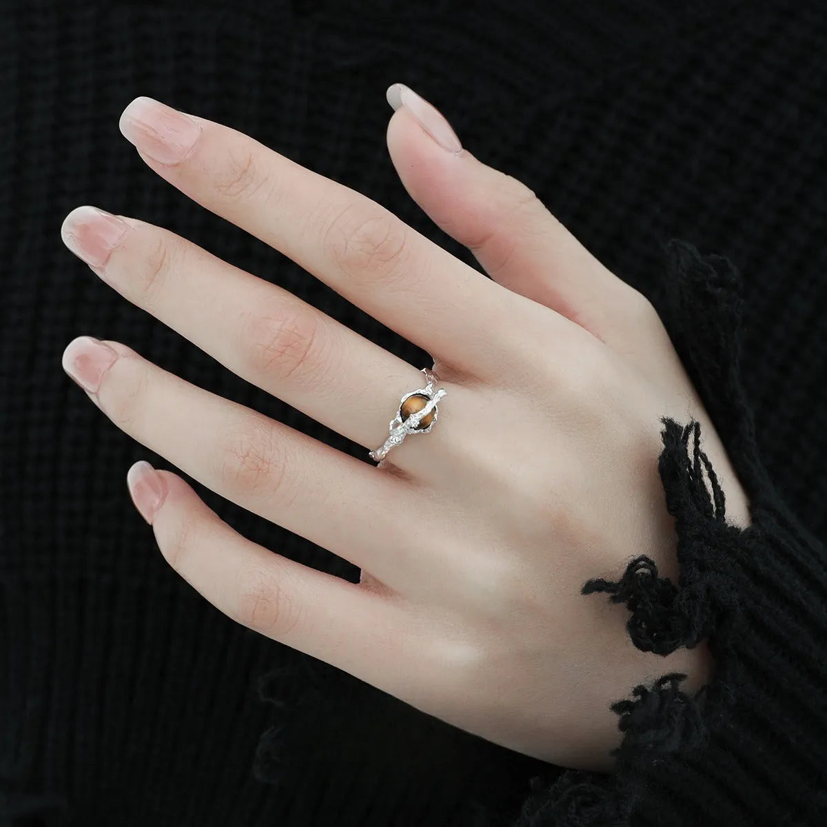 Women's adjustable Saturn open ring silver white gold colour electroplated jewellery
