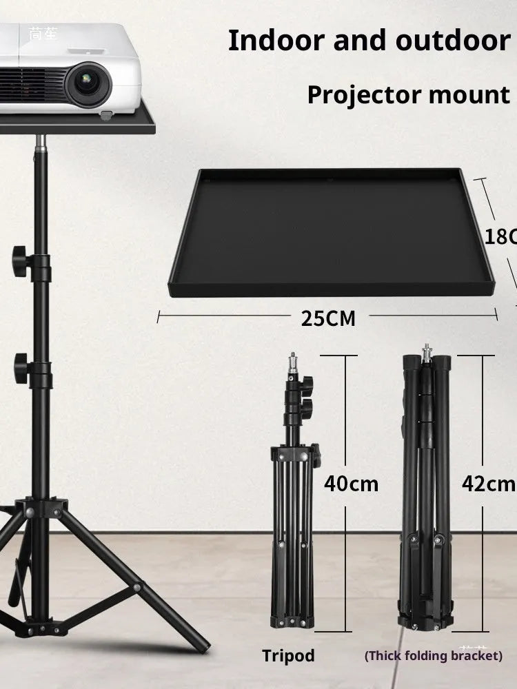 T01 projector floor tripod stand with telescopic lift and plastic tray in 1.2 metre height configuration
