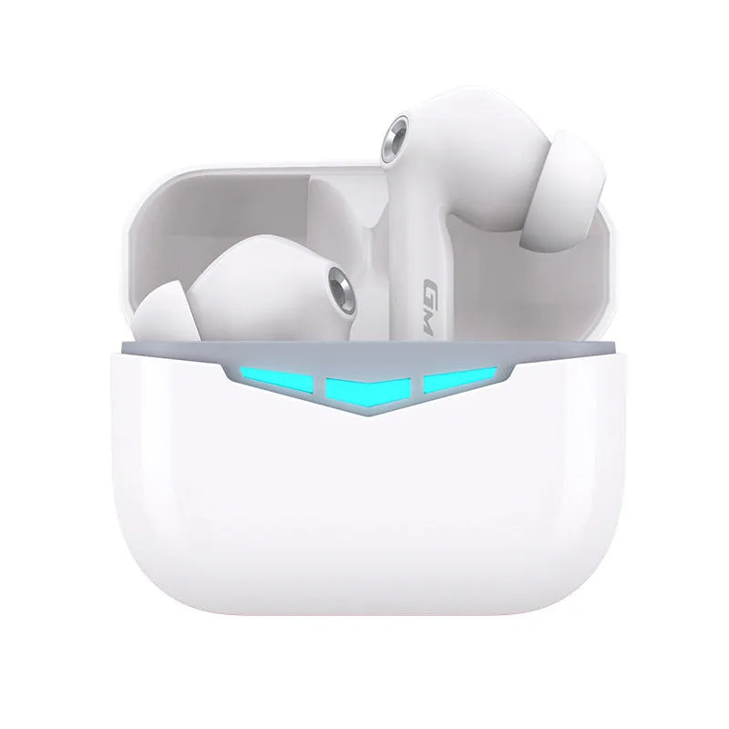 True wireless gaming Bluetooth headset in black with charging case and multiple ear tip sizes