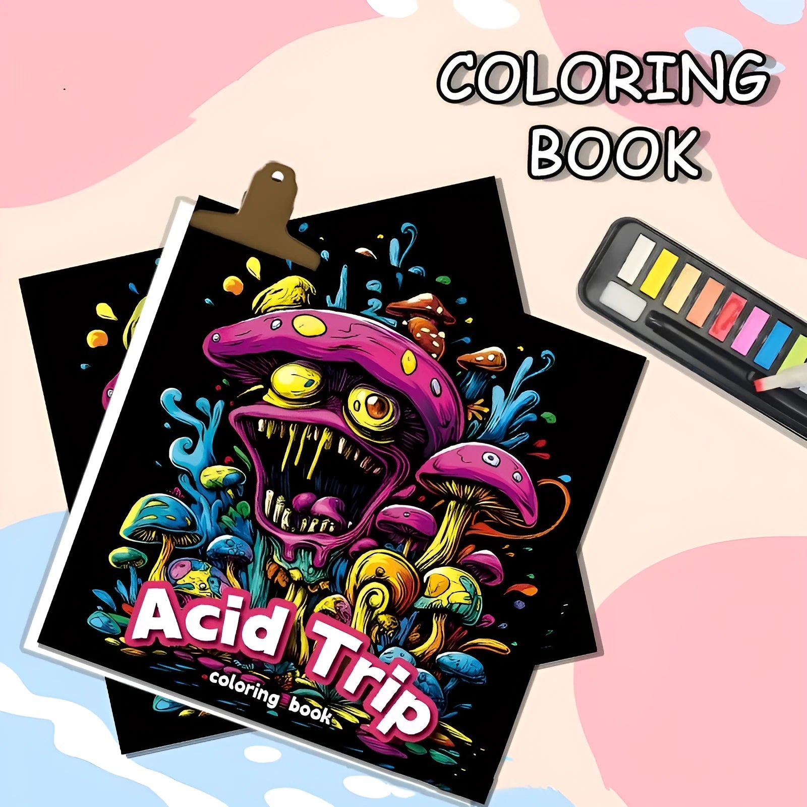 Acid tour coloured creative painting book measuring 200mm in length