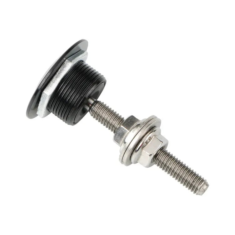 30mm diameter aluminium engine cover lock with a long screw, shown in red, silver, black, gold, and blue colour options.