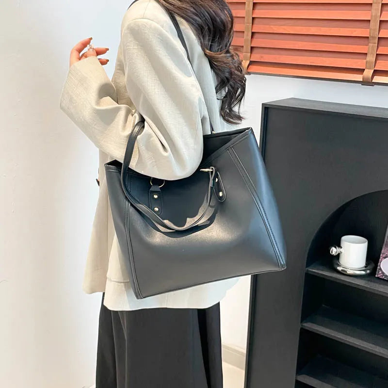 Korean style PU crossbody shoulder bag with sandwich pocket design in neutral colours