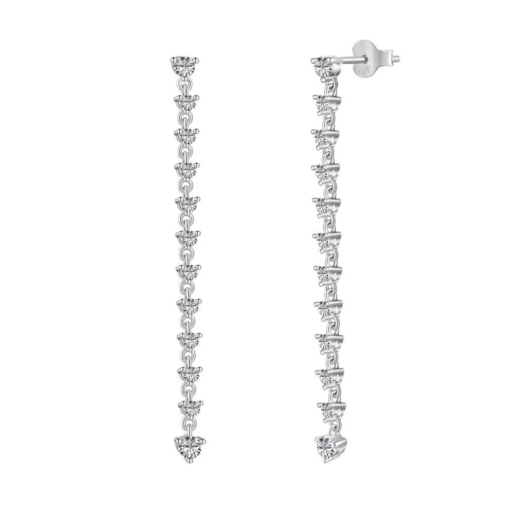 S925 sterling silver stud earrings with cubic zirconia and platinum electroplated geometric design