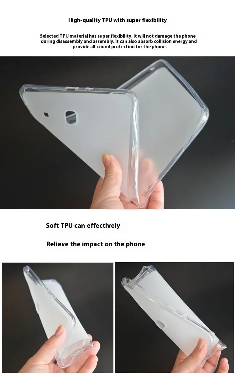 Transparent white ultra-thin silicone tablet protective case showing simple design