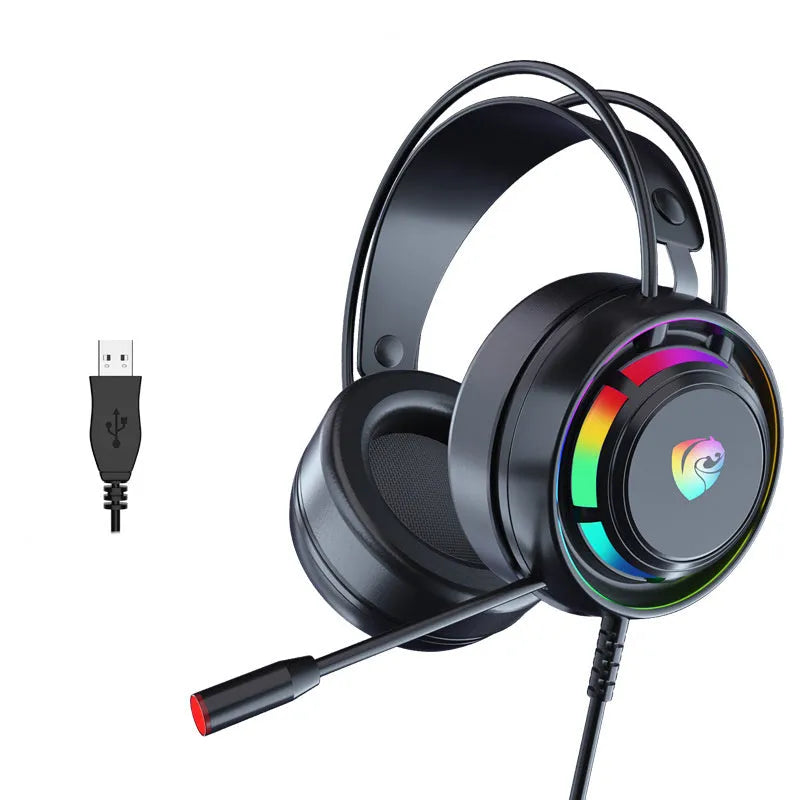 Black wired computer gaming headset with microphone, 50mm drivers, and 2.2m copper cable