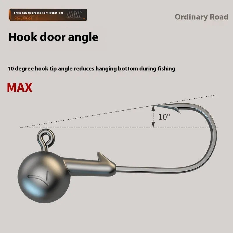 Enhanced jig hook fishing set with 50 pieces including 4 times strengthened 7g hooks in primary colours