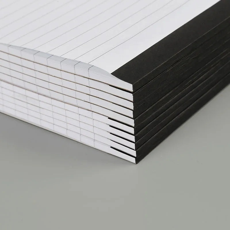 A4 tear-off meeting minutes notebook with wireless adhesive binding showing ivory white grid pages