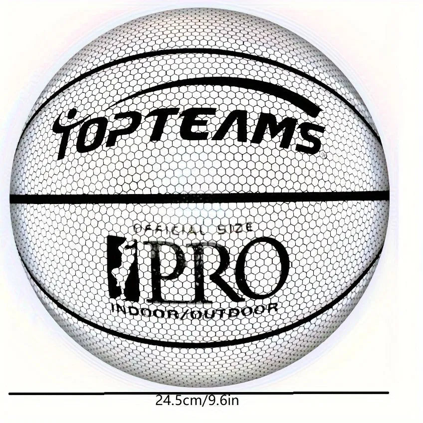 Creative fluorescent basketball size 7 with holographic reflective surface in chroma colour