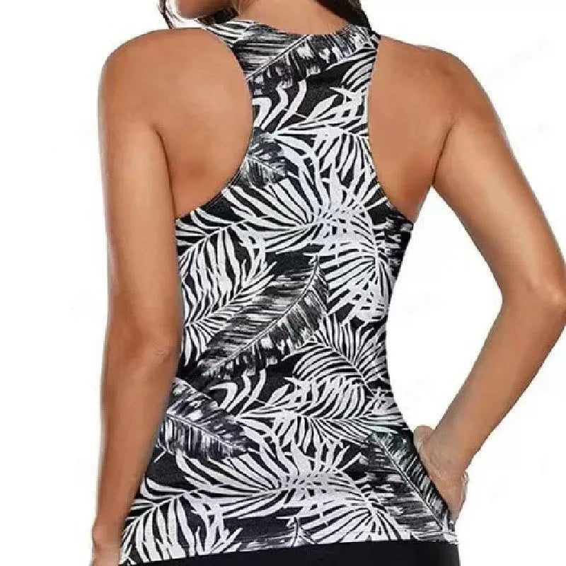Women's split bow bikini swimsuit in polyester fabric showing front design detail