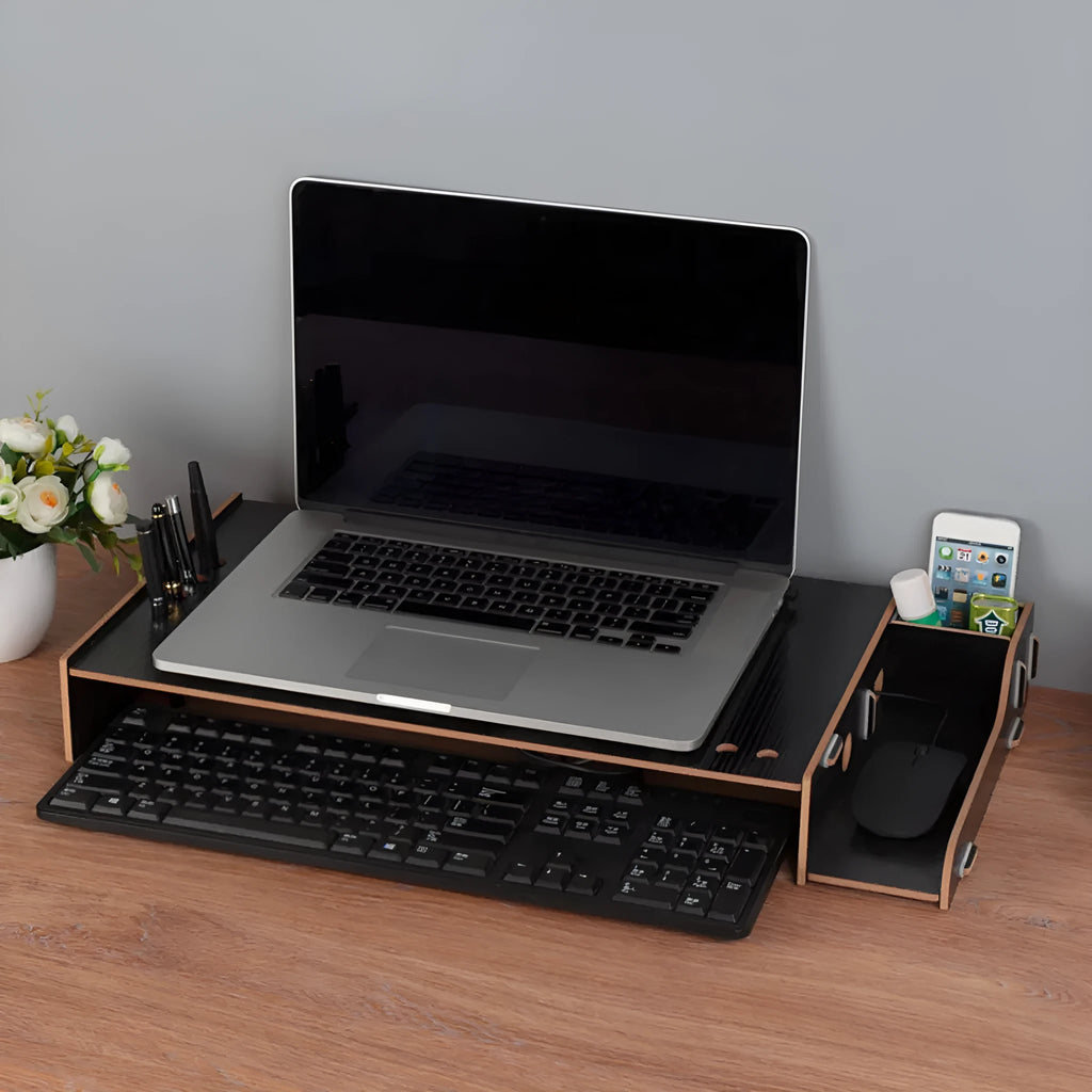 Wooden desktop laptop cooling rack 28x56x8.5cm black white single-layer exhaust stand