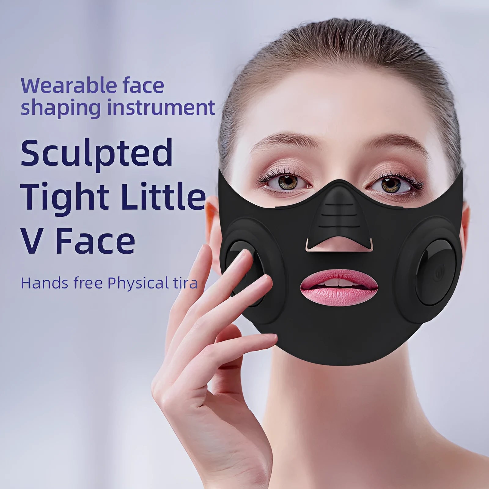 Black photon facial beauty mask device with LED light therapy and USB connection for home skincare treatments