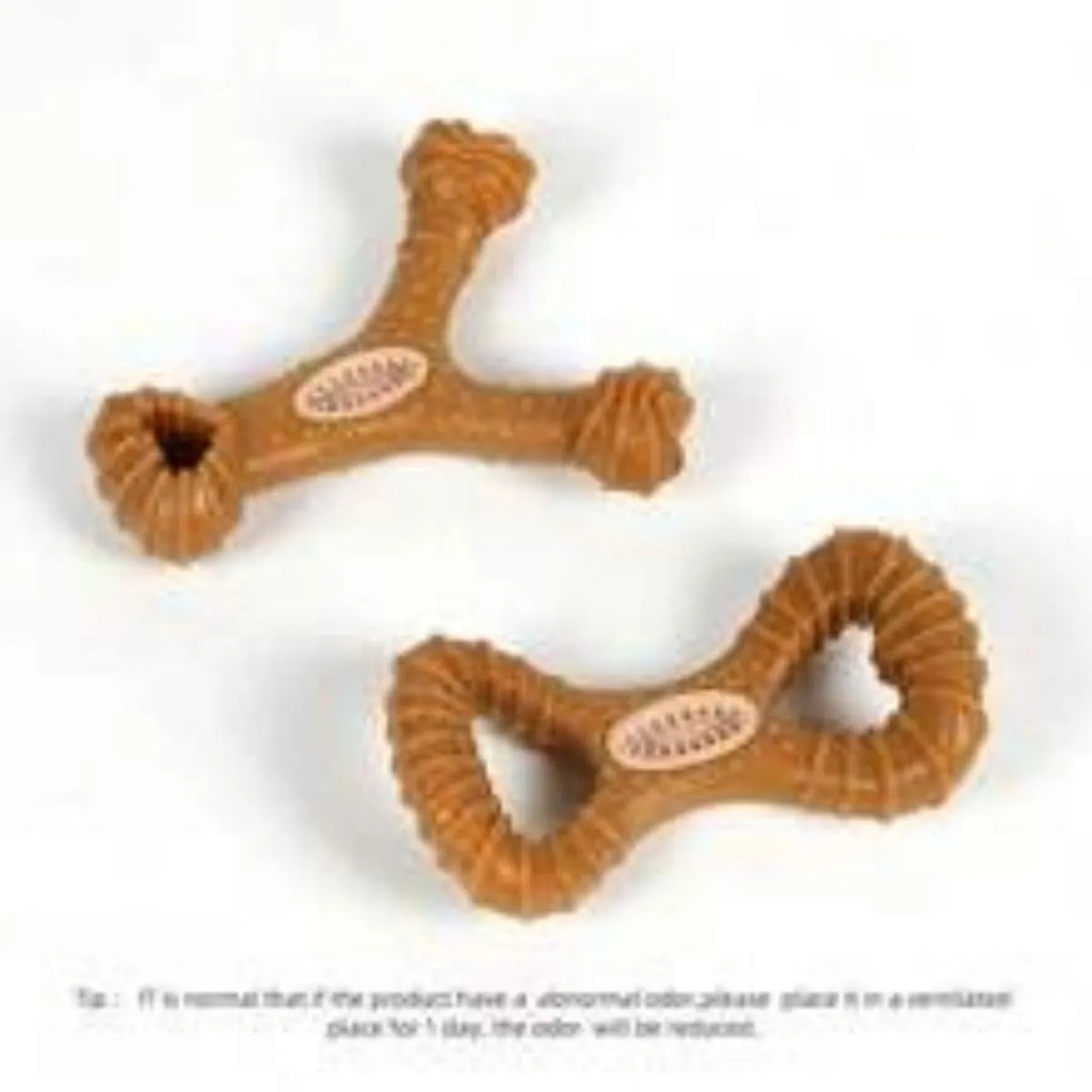 Natural rubber dog chew bone toy in 8-shape and Y-shape options for teeth cleaning and play