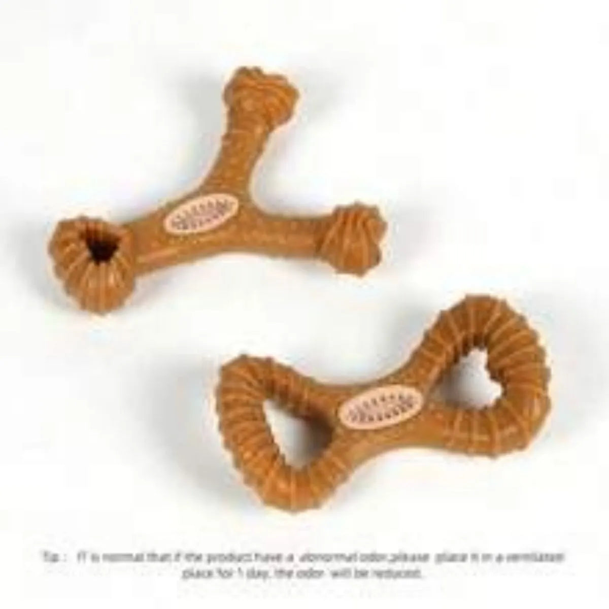 Natural rubber dog chew bone toy in 8-shape and Y-shape options for teeth cleaning and play