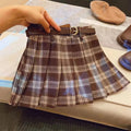 Children's plaid pleated skirt in cotton blend fabric with A-line silhouette