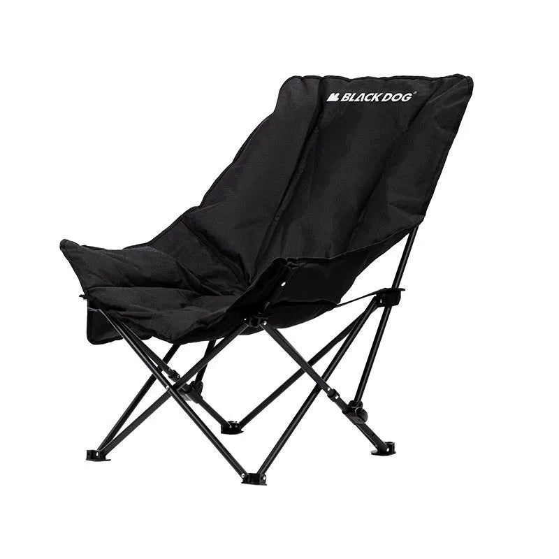 Night black Oxford cloth camping recliner folding chair in moon chair design