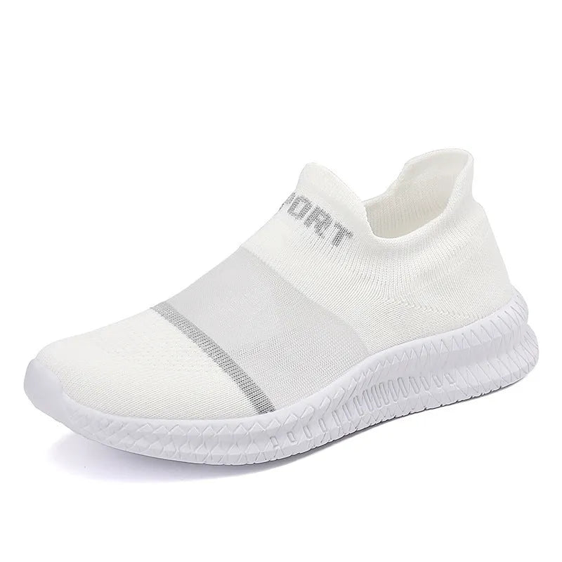 Breathable flyknit sports sock shoes in khaki colour with lace closure and MD sole