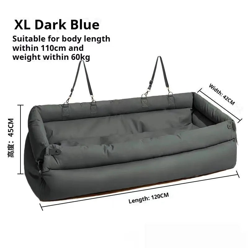 Cathouse Doghouse XXL dog sofa in blue with removable washable cover, 120x42x45cm