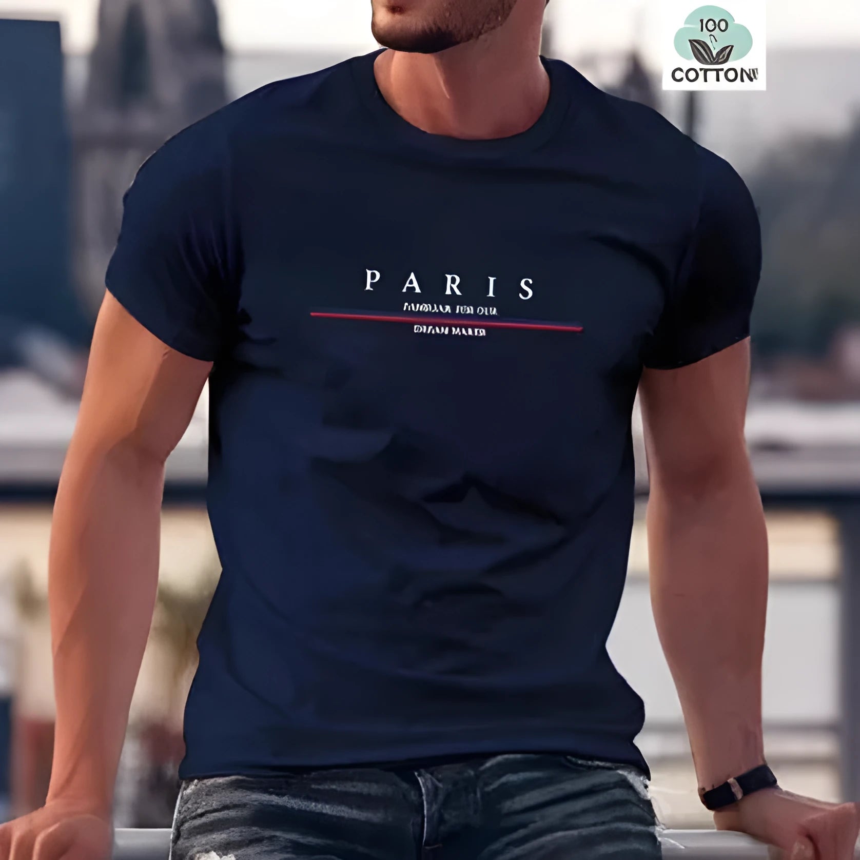 Men's loose fit short-sleeved t-shirt with large letter print, shown in apricot colour