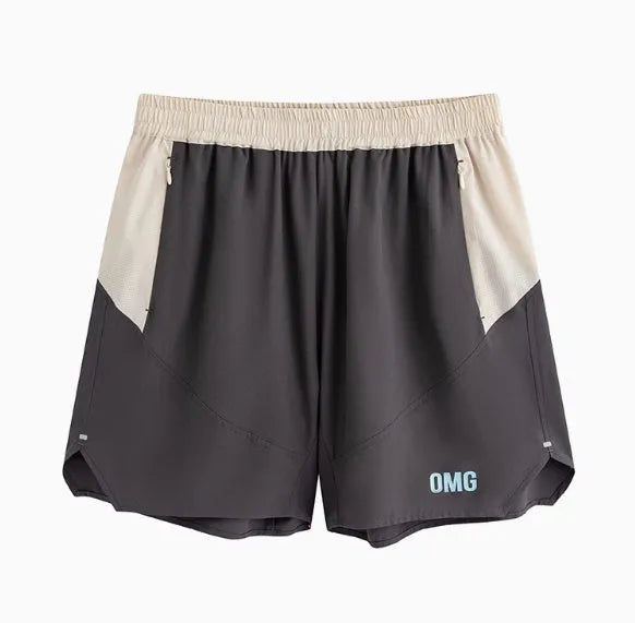 Men's loose-fitting hipp lifting shorts in dark rock ash colour with elastic lace-up waistband